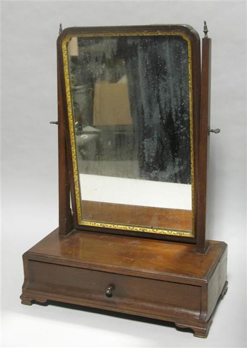 Appraisal: GEORGE III MAHOGANY DRESSING MIRROR of the period with alterations