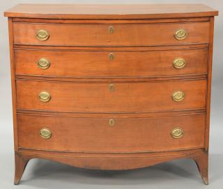 Appraisal: Federal cherry bowed front chest having four drawers set on