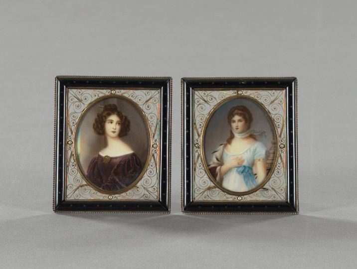 Appraisal: Pair of Portrait Miniatures one after Josef-Karl Stieler German -