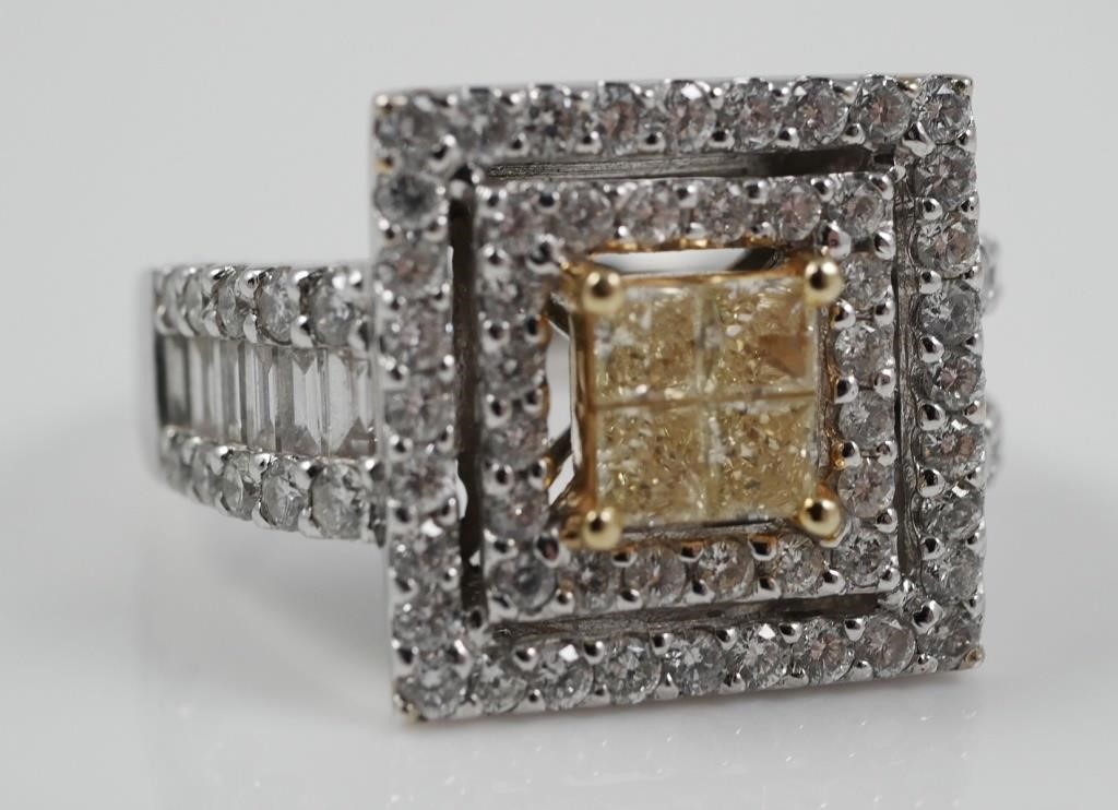 Appraisal: k white gold ring with diamonds in contemporary setting framing