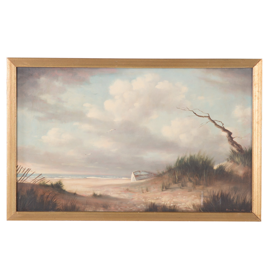 Appraisal: Melvin Miller Beachscape oil on board Melvin Orville Miller Jr