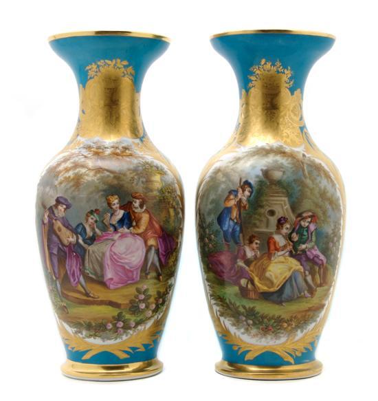 Appraisal: Pair of Paris Porcelain Vases each of baluster form having