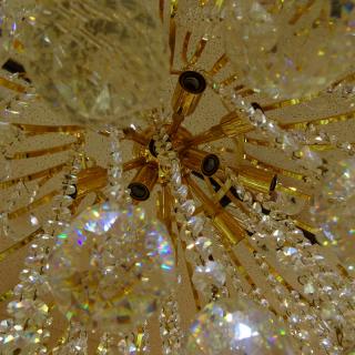 Appraisal: Fine Swarovski Crystal and Gilt Light Chandelier One faceted prism