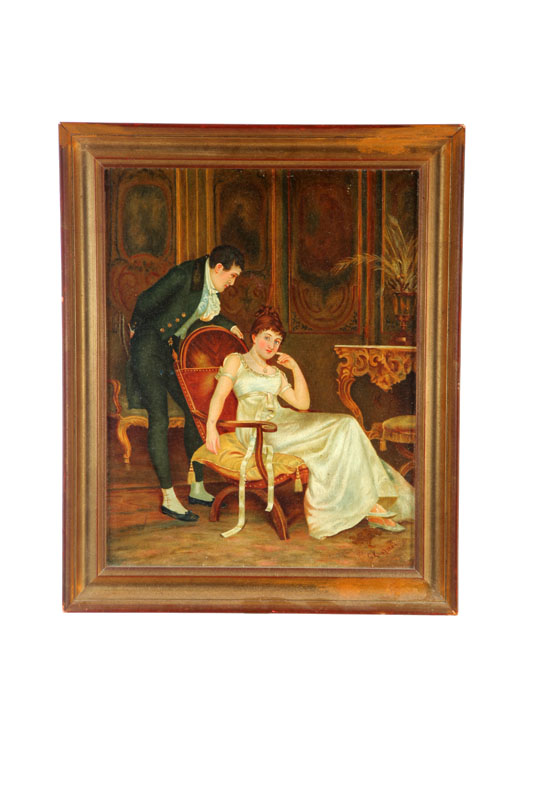 Appraisal: INTERIOR VIEW WITH A LADY AND A GENTLEMAN BY C