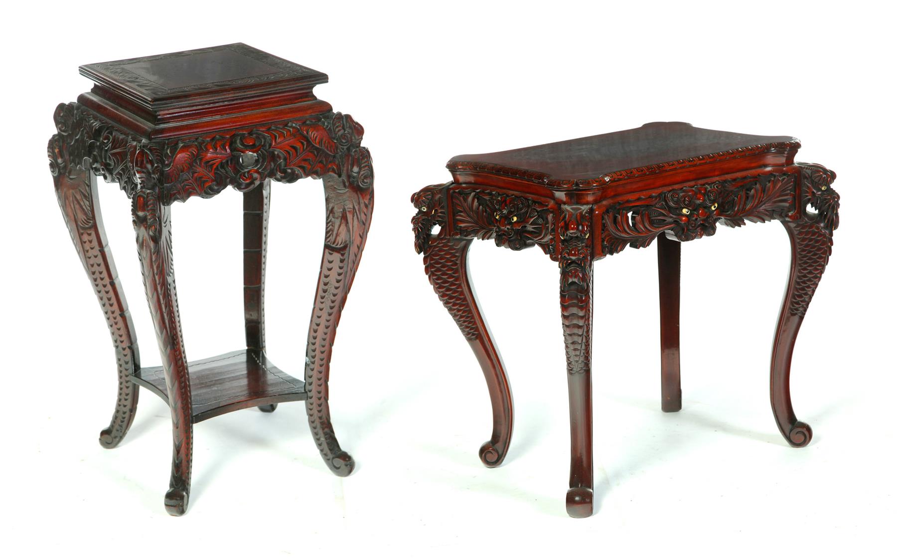 Appraisal: TWO CARVED CHINESE EXPORT TABLES Reputedly from the Columbian Exposition