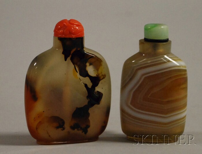 Appraisal: Two Asian Glass Snuff Bottles