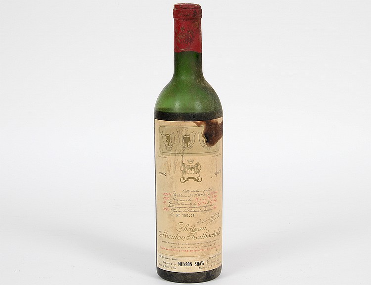 Appraisal: A FRENCH CHATEAU MOUTON ROTHSCHILD RED WINE BOTTLEProvenance Estate of