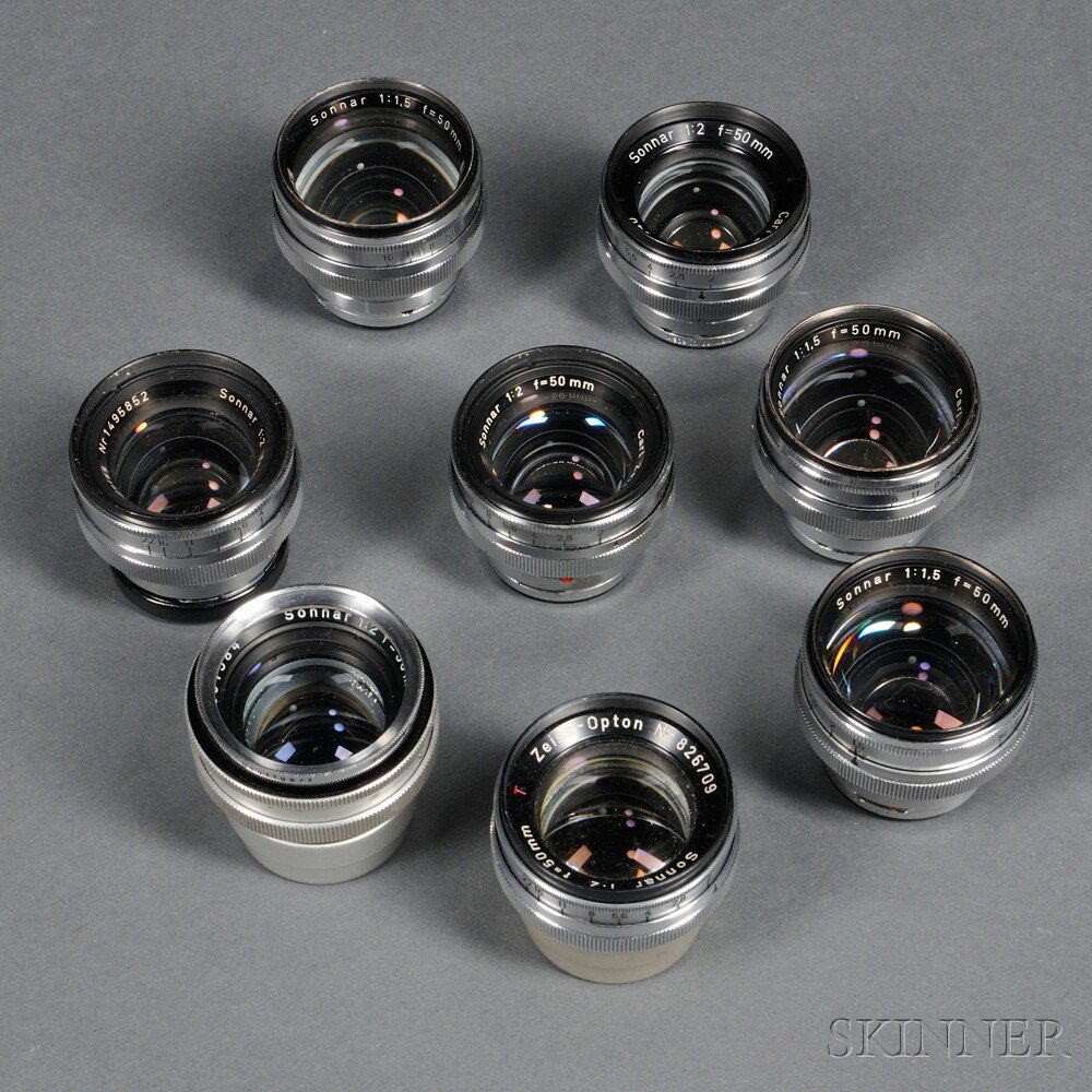 Appraisal: Zeiss Sonnar Lenses in Contax Mount all mm a Zeiss