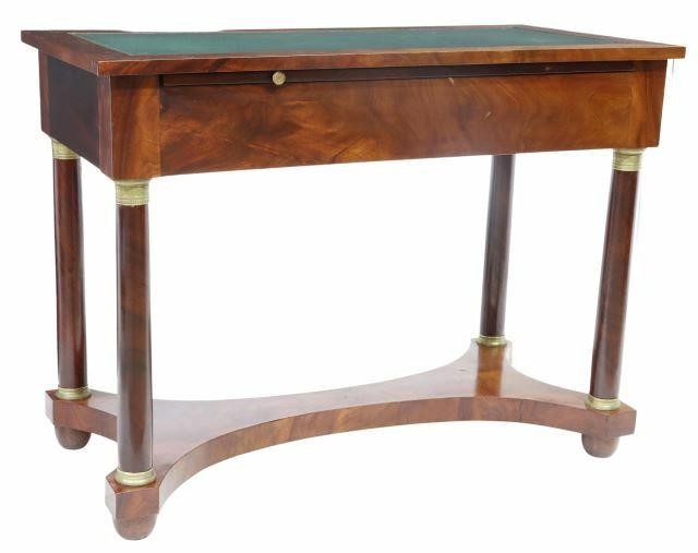 Appraisal: French Empire style mahogany writing table th c rectangular top