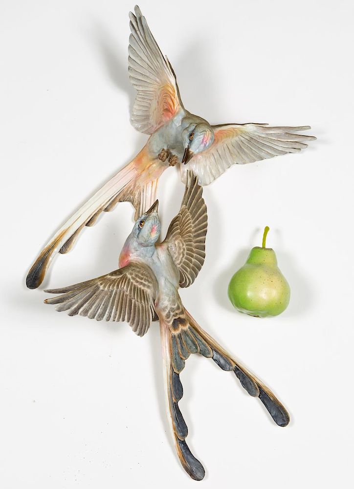 Appraisal: Doughty Scissor Tailed Flycatchers Wall Hanging Dorothy Doughty Italian -