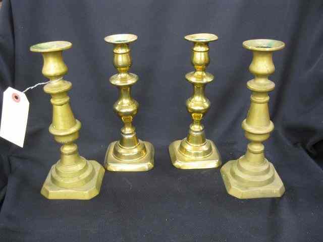 Appraisal: th Century Brass Candlesticks push-up style ''