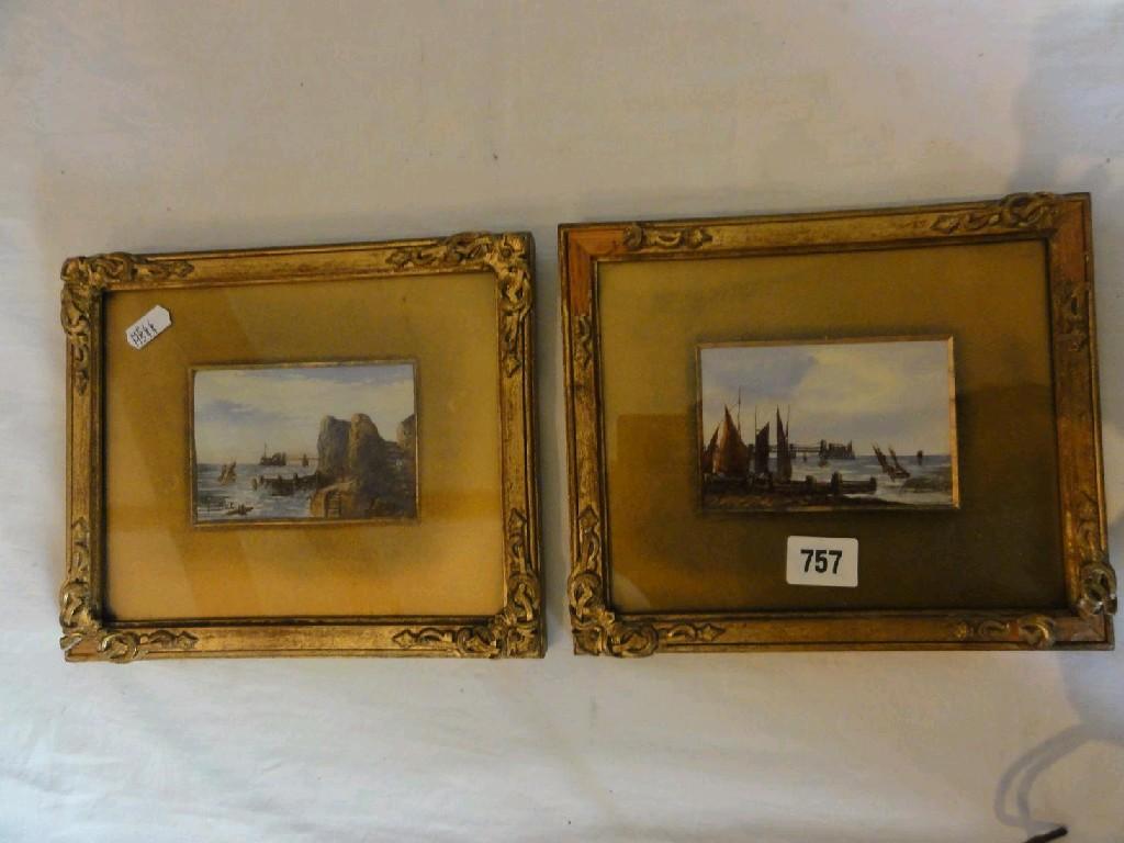 Appraisal: A pair of th century watercolours of coastal landscapes signed