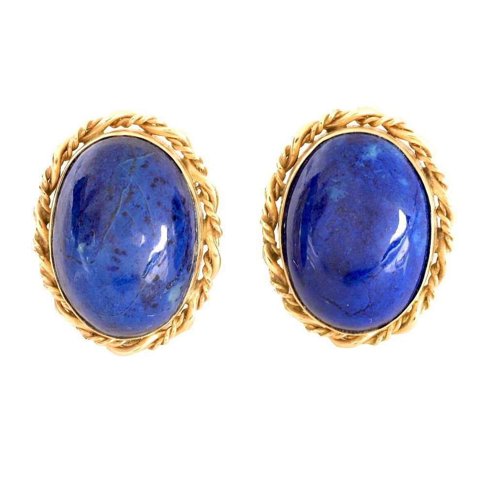 Appraisal: K and Lapis Lazuli Earrings Vintage Ladies Karat Yellow Gold