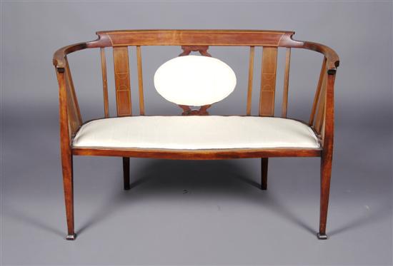 Appraisal: An Inlaid Mahogany Settee Width inches