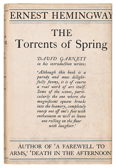 Appraisal: HEMINGWAY ERNEST The Torrents of Spring vo blue lettered lemon