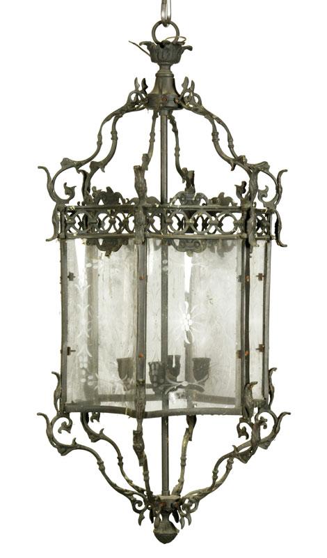 Appraisal: - Antique Bronze French Hanging Light Fixture French antique hanging