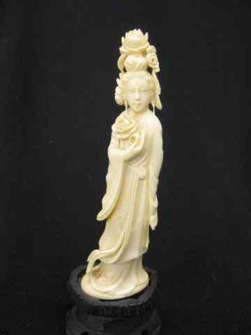 Appraisal: Chinese Carved Ivory Figurine of a goddess with flowers ''