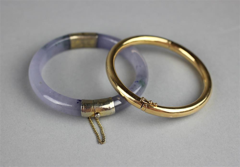 Appraisal: GROUP OF ASIAN JEWELRY including a gold mounted lavender jade