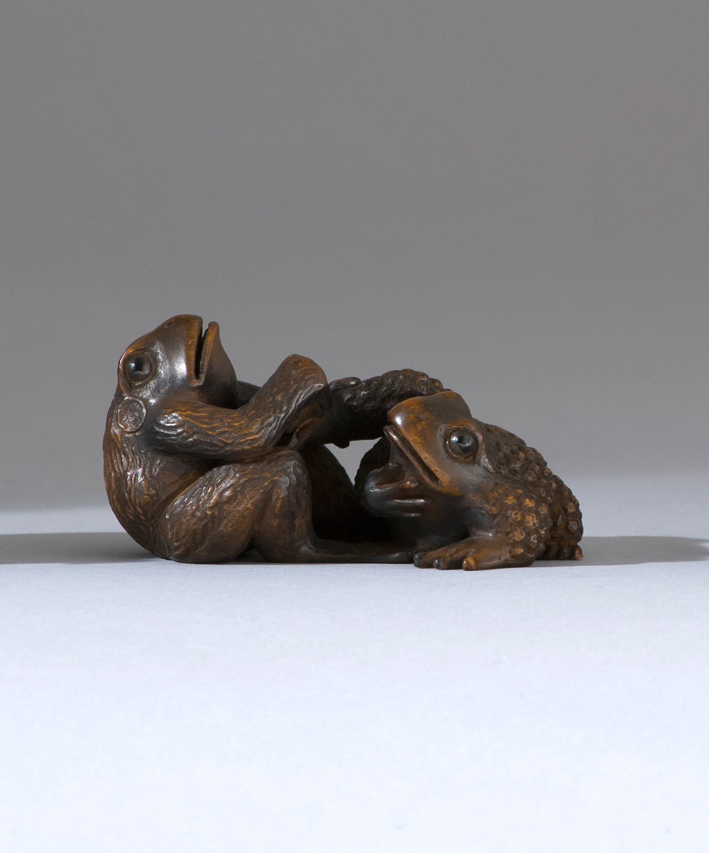 Appraisal: WOOD NETSUKE OKIMONO Early th CenturyIn the form of two