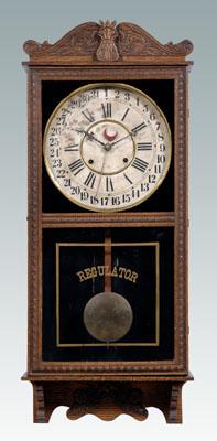 Appraisal: Gilbert regulator wall clock paper clock face with numeration for