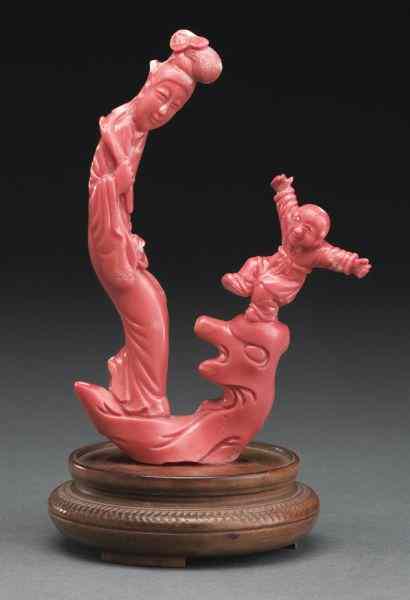 Appraisal: Chinese Qing carved red coral Guanyin International buyers should note