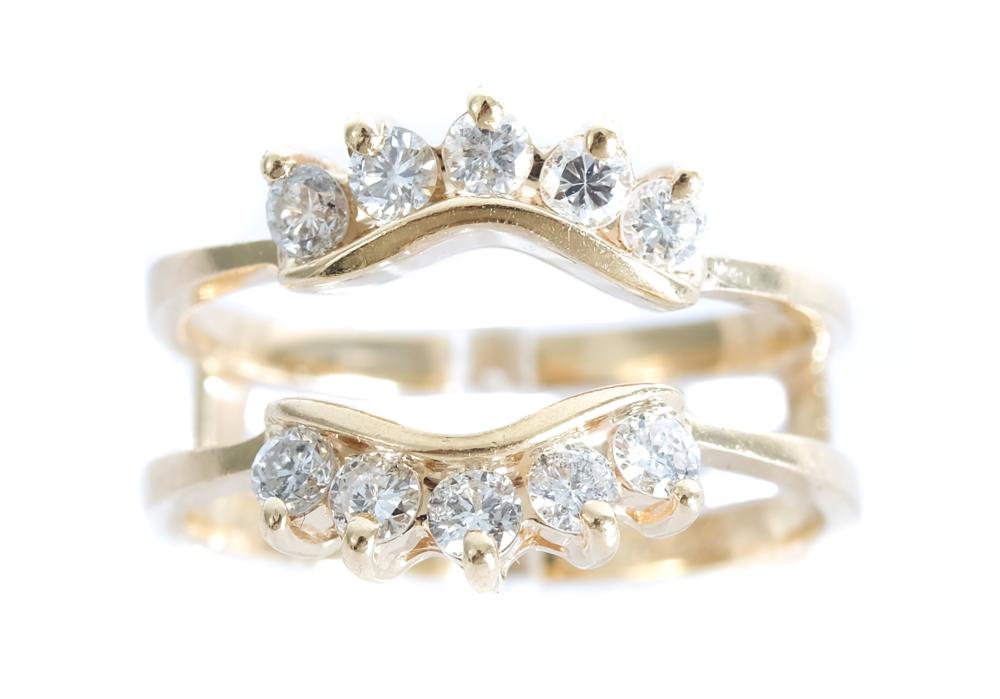 Appraisal: K YELLOW GOLD DIAMOND RING GUARD K yellow gold ring