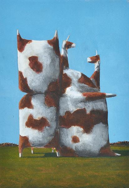 Appraisal: JOHN KELLY born Cow Stack watercolour gouache and chalk on