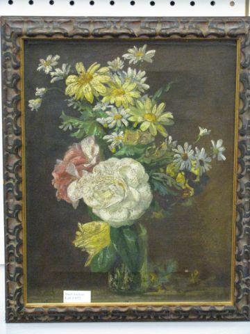 Appraisal: Victorian Oil on Canvas still life with flowers