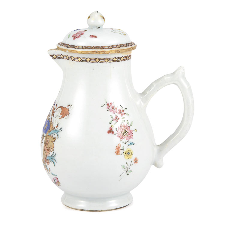 Appraisal: Chinese Export Armorial Porcelain Pitcher Circa Centering the arms of