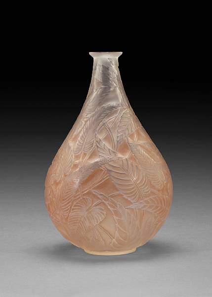 Appraisal: A Ren Lalique molded glass vase Sauge Marcilhac model introduced