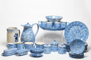 Appraisal: Assorted Blue White Spatterware incl Stangl Approximately pieces including Stangl