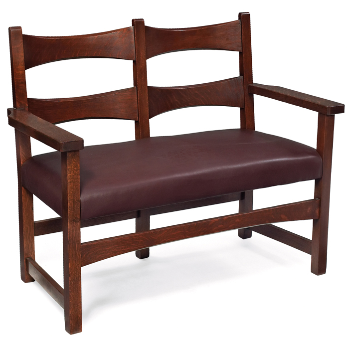 Appraisal: Limbert settee two-seat form with two trumpeted slats at back