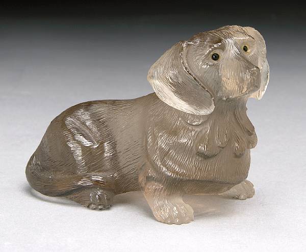 Appraisal: Smoky Quartz Carving of a Dacshund By Manfred Wild Idar-Oberstein