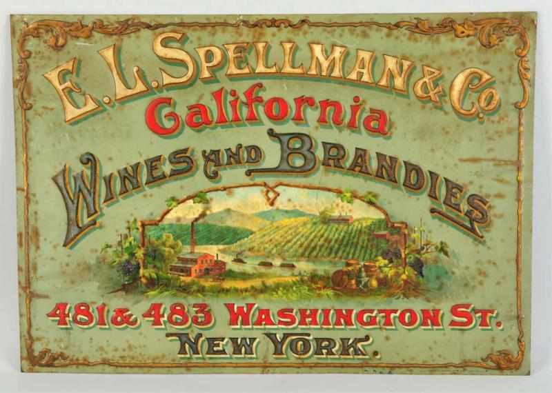 Appraisal: Embossed Tin Sign for Spellman CA Wines Circa s to