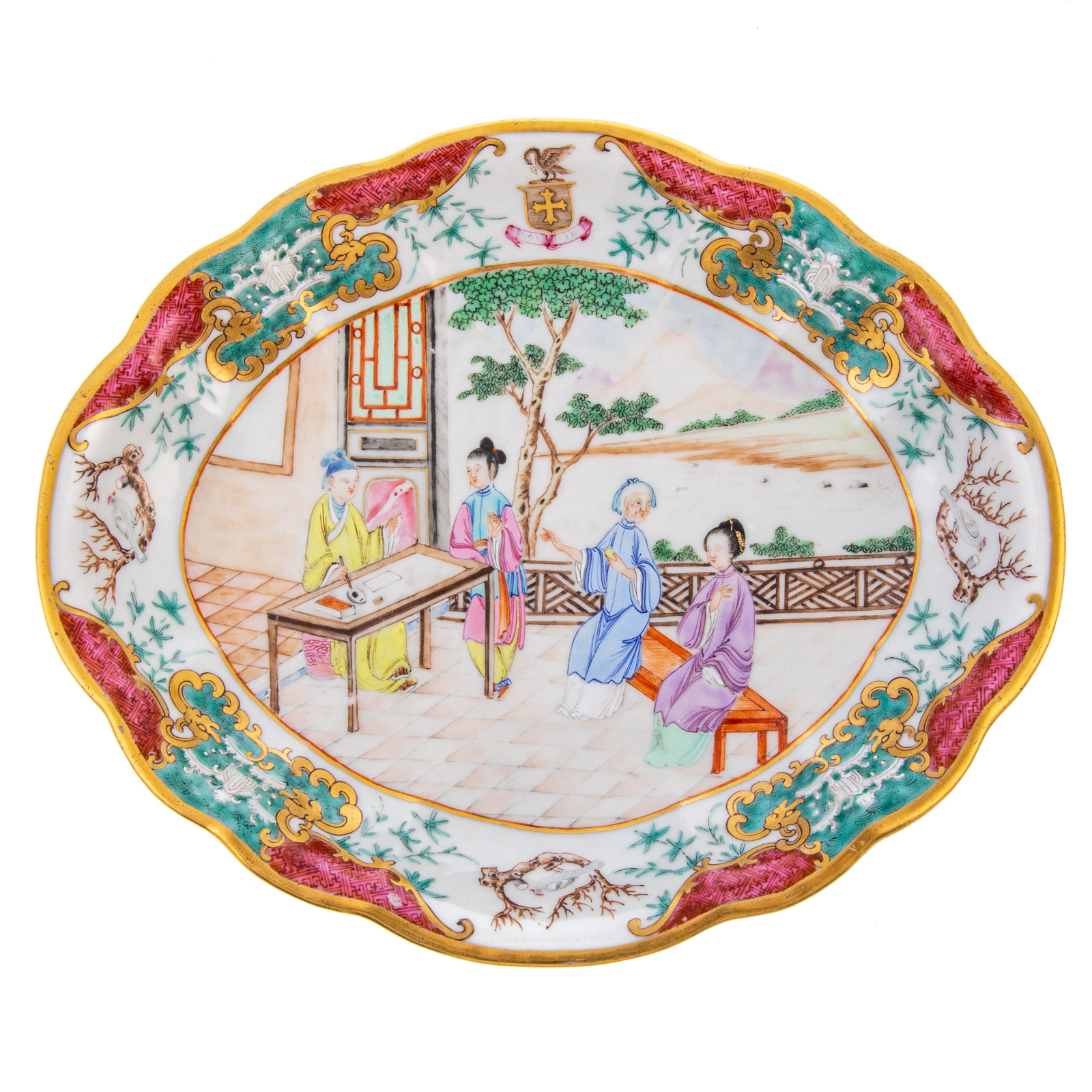 Appraisal: CHINESE EXPORT ARMS OF GOLDSBOROUGH DISH Circa - shaped Famille