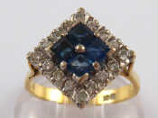 Appraisal: A yellow metal tests carat gold Art Deco style sapphire