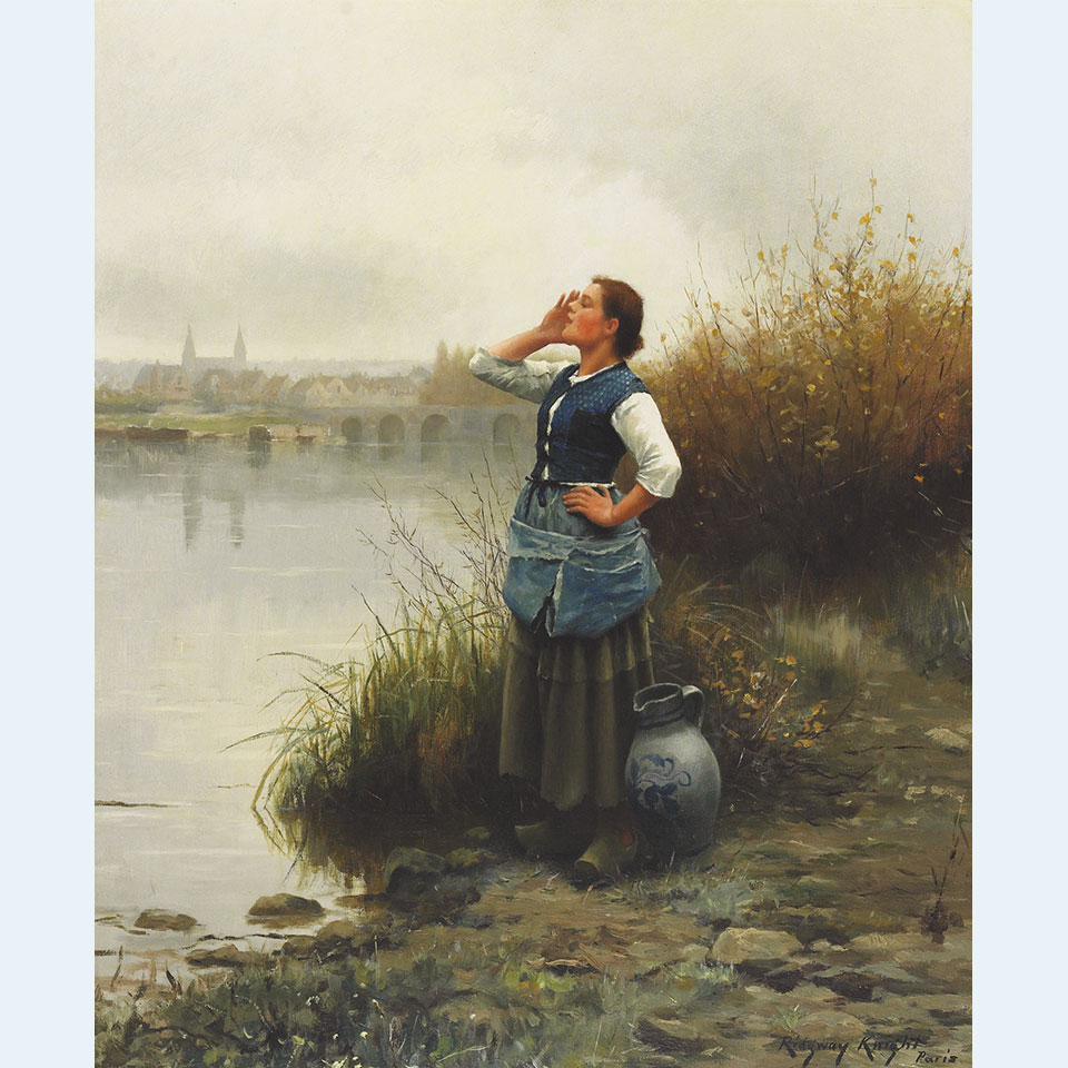 Appraisal: Daniel Ridgway Knight - American HAILING THE FERRY Oil on