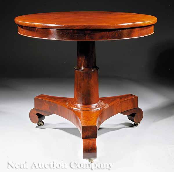 Appraisal: An American Late Classical Mahogany Tea Table c circular plum