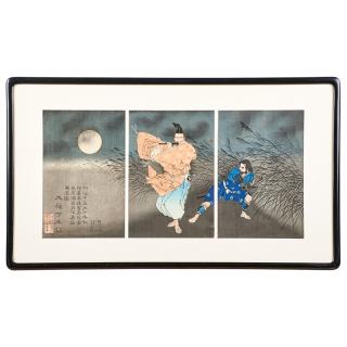 Appraisal: TSUKIOKA YOSHITOSHI Japanese Fujiwara Yasumasa Plays the Flute by Moonlight