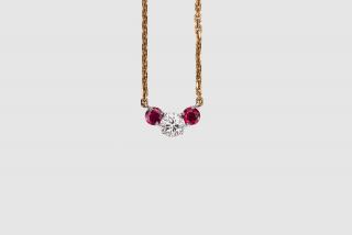 Appraisal: K Yellow Gold Platinum Diamond and Ruby Pendant K Yellow