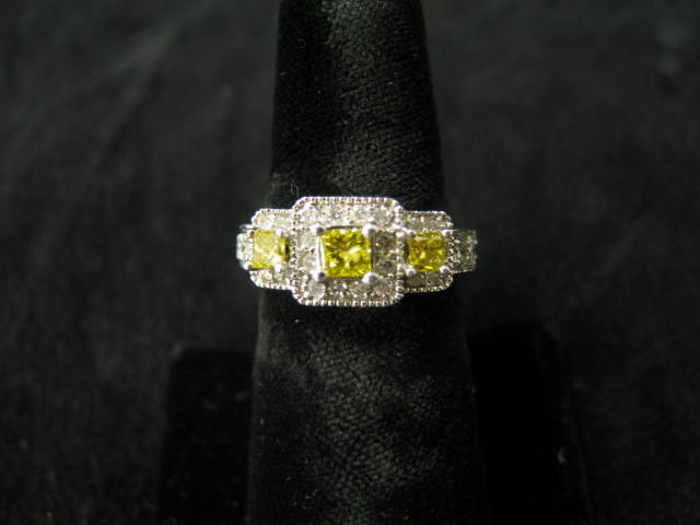 Appraisal: Diamond Ring fancy yellow white diamonds totaling carat in k