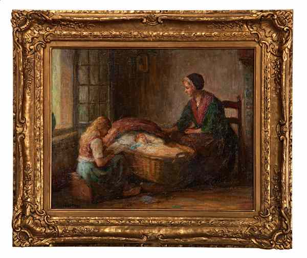 Appraisal: Interior Scene of Mother with Children by Charles Waltensberger Charles