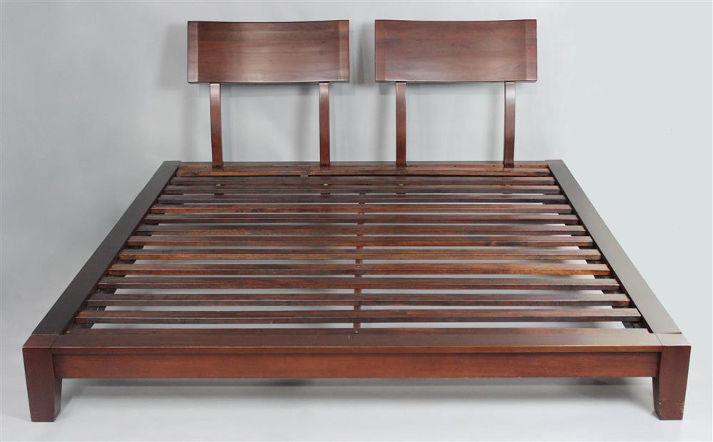 Appraisal: KING SIZE MODERN DESIGN PLATFORM BED AND NIGHT STANDS the