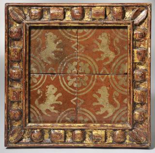 Appraisal: Four Redware th C Tiles Four redware th C terracotta