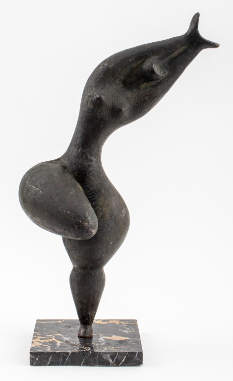 Appraisal: MODERNIST BRONZE ABSTRACT NUDE VENUS SCULPTURE Modernist patinated bronze statue