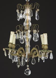 Appraisal: French Brass Louis XV Style Four Light Chandelier late th