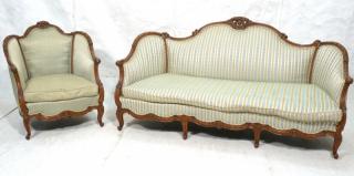 Appraisal: pc Vintage Carved French Style Sofa Chair Fan pc Vintage