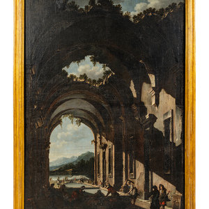 Appraisal: Italian School th th Century Capriccio with Ruins and Figures