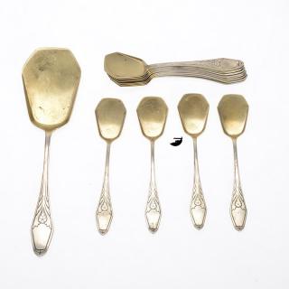 Appraisal: Set Schwartzkopf silver dessert spoons Set Schwartzkopf silver dessert spoons