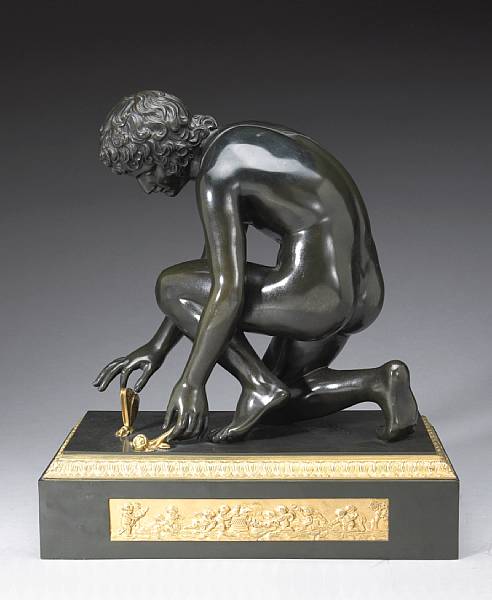 Appraisal: A French patinated and gilt bronze figure L'Amour after Antoine-Denis